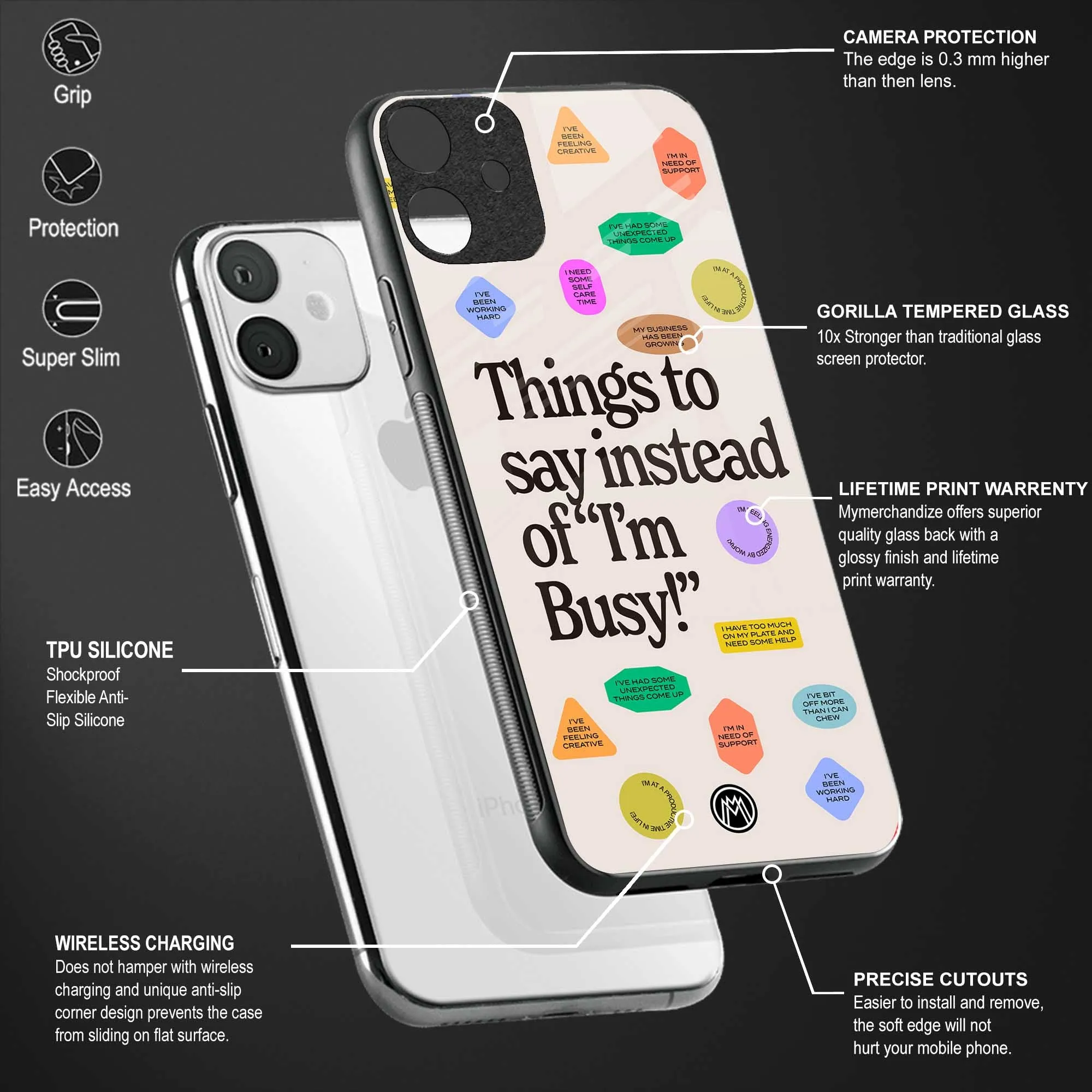 10 Things To Say Phone Case for iPhone 14 Pro | Glass Case