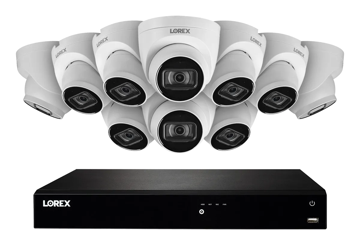 16-Channel Fusion NVR System with 4K (8MP) IP Dome Cameras with Listen-In Audio