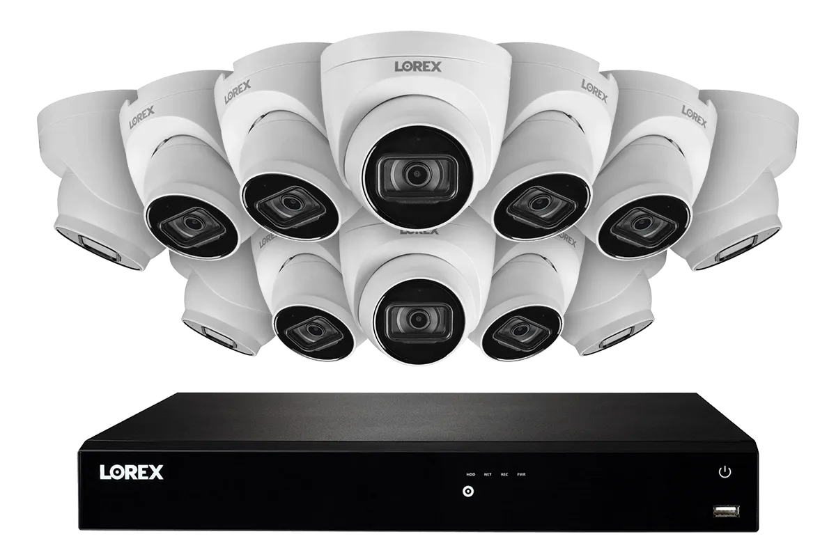 16-Channel Fusion NVR System with 4K (8MP) IP Dome Cameras with Listen-In Audio