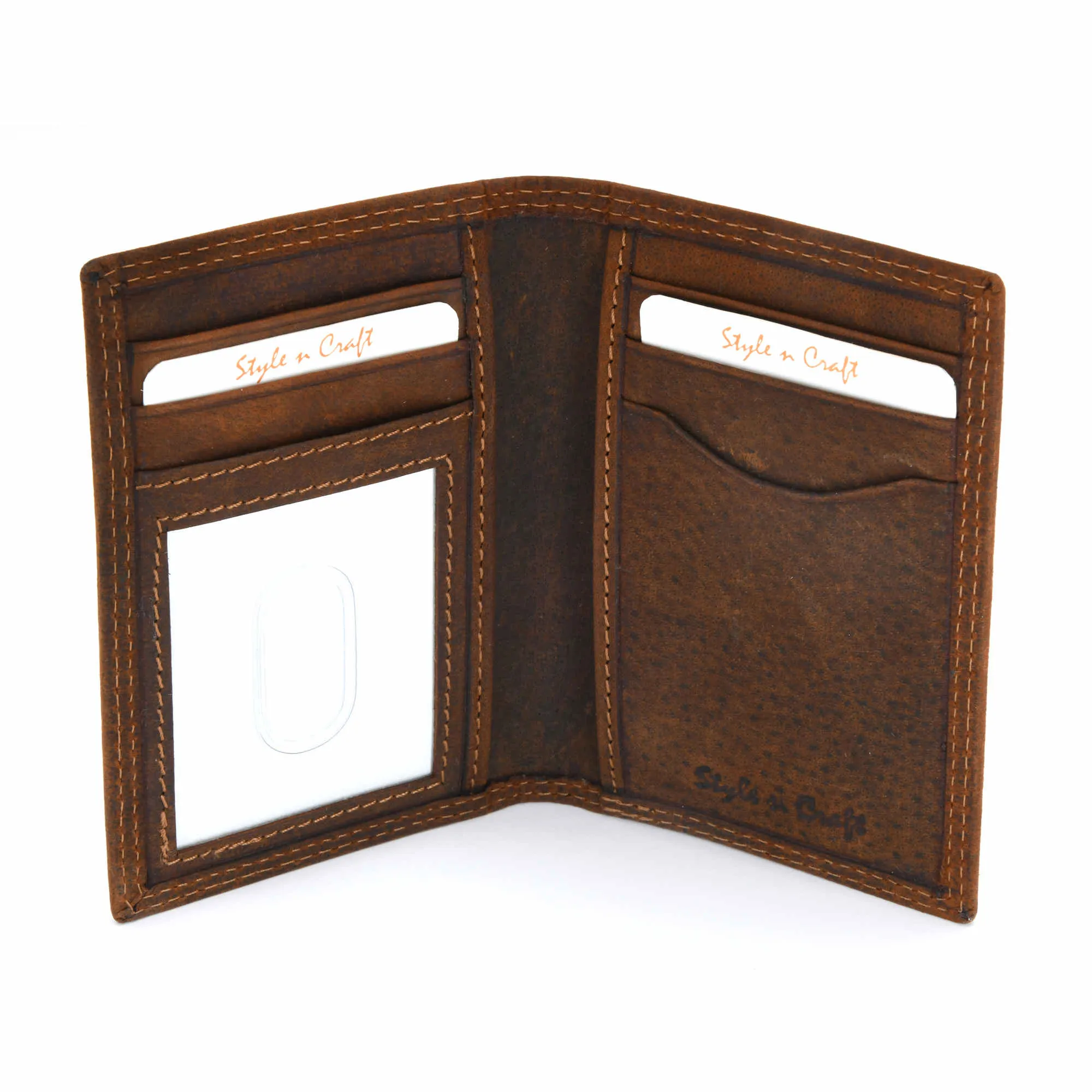 300704 Card Case with ID in Dark Brown Leather | Style n Craft