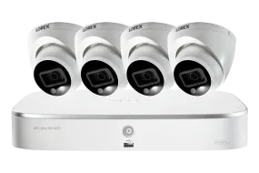 4K Ultra HD 8-Channel Fusion NVR System with 4 Smart Deterrence IP Audio Dome Cameras and Two-Way Talk