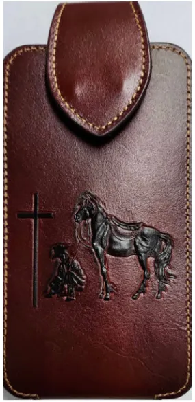 5003BR Praying Cowboy Brown Leather Vertical XL Phone Case