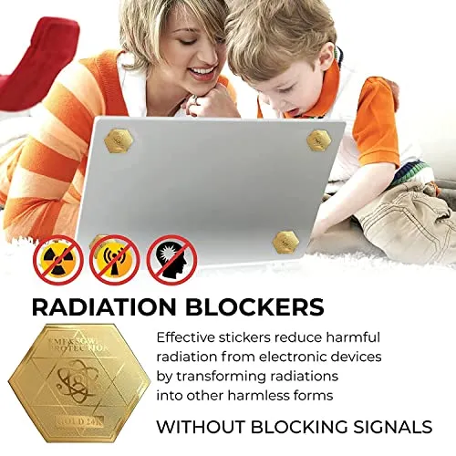 5G&EMF Blockers for Mobile Phones – EMF Protection Cell Phone Stickers - 24K Gold Neutralizer - 5G Mobile Phone Protector - Anti-Radiation Shields - 5G Protection for All Devices - BIO Card&Saver Chip