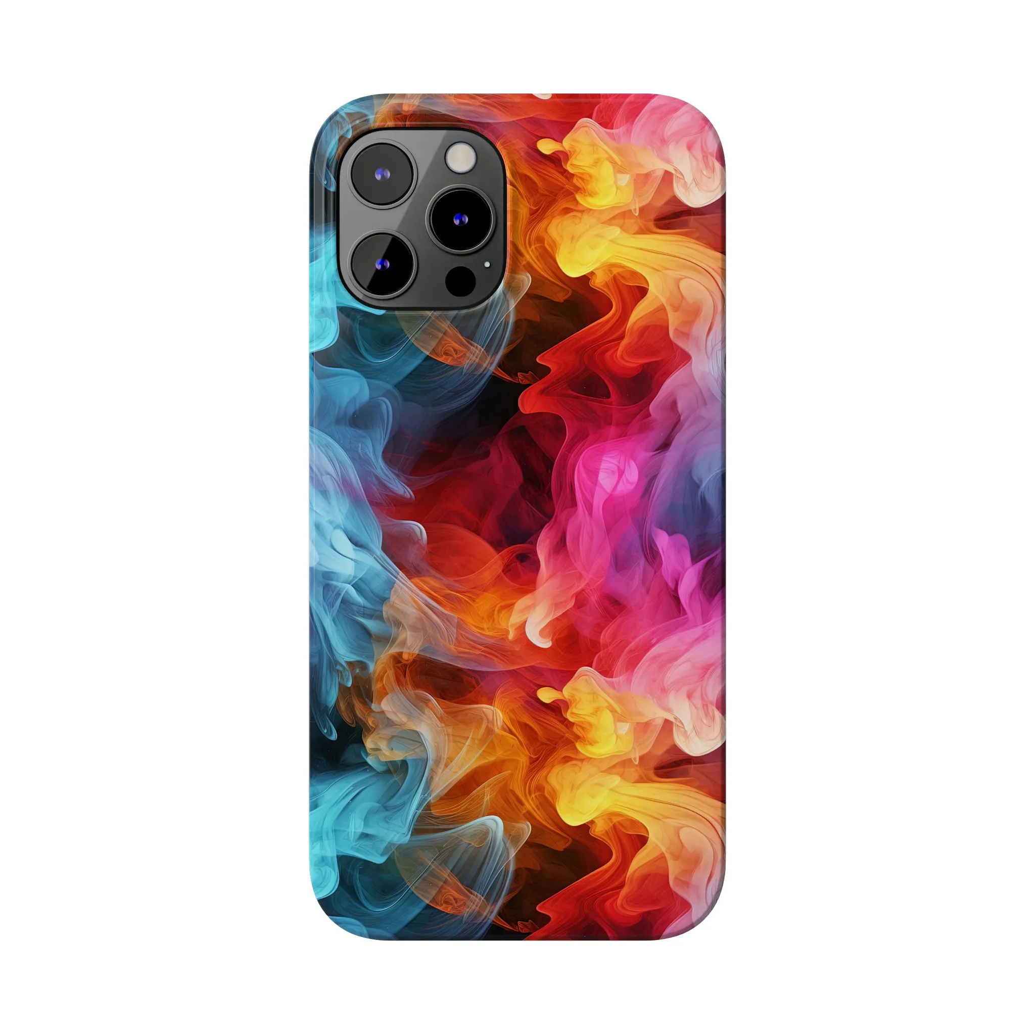 Abstract Pink, Blue, Purple Smoke Design Sleek Elegance Wireless-Charging Compatible Phone Case Slim Phone Case compatible with over 20 iphone models