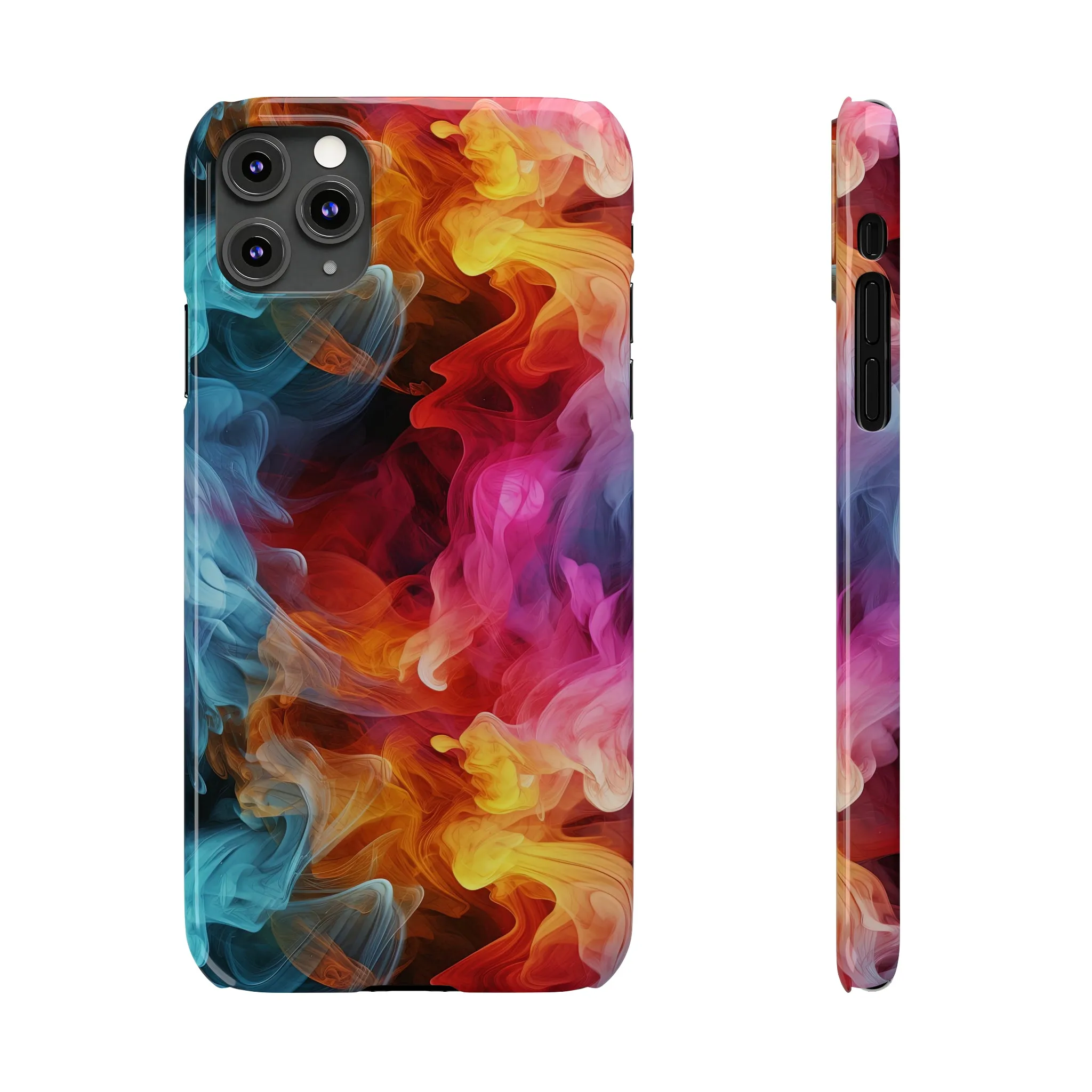 Abstract Pink, Blue, Purple Smoke Design Sleek Elegance Wireless-Charging Compatible Phone Case Slim Phone Case compatible with over 20 iphone models