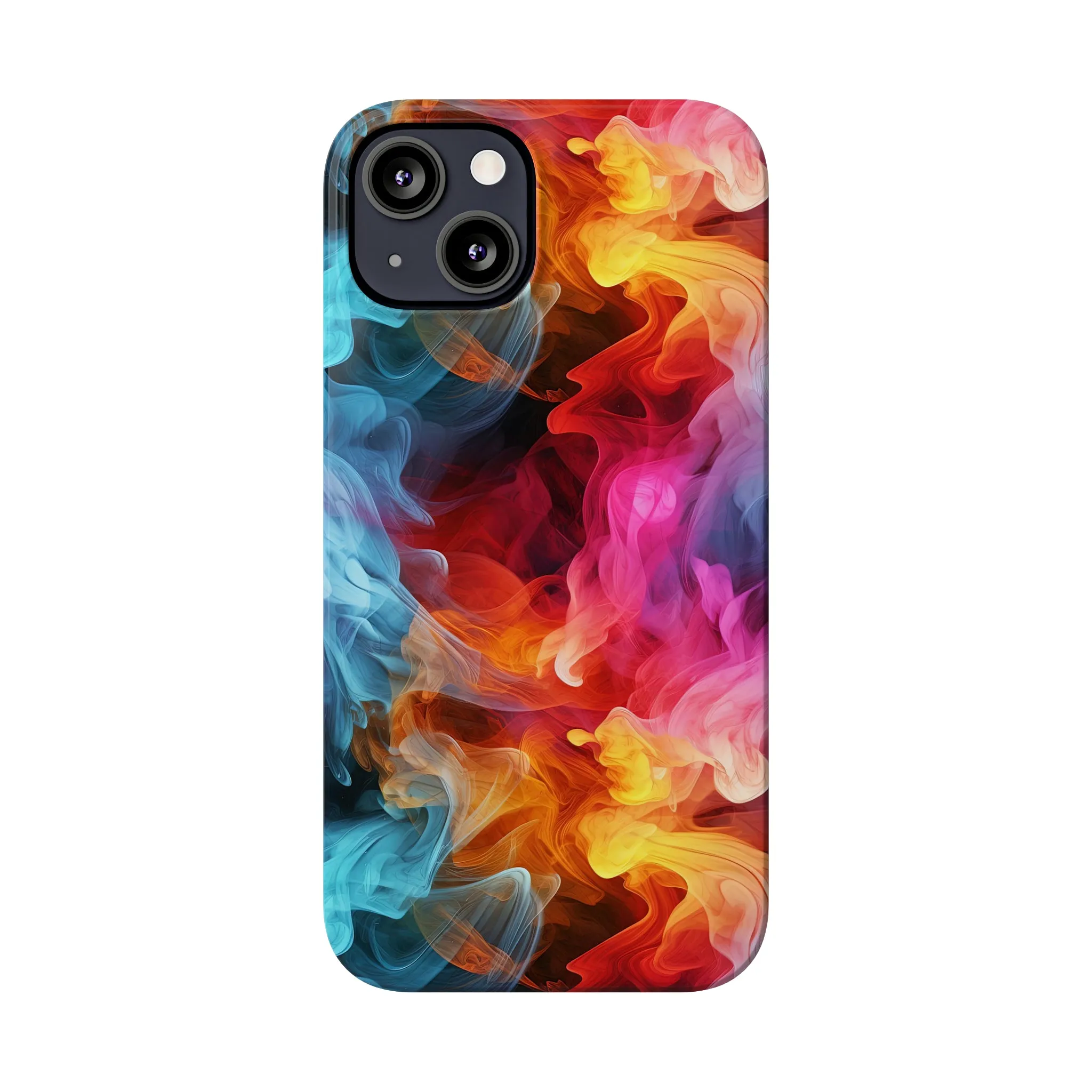 Abstract Pink, Blue, Purple Smoke Design Sleek Elegance Wireless-Charging Compatible Phone Case Slim Phone Case compatible with over 20 iphone models