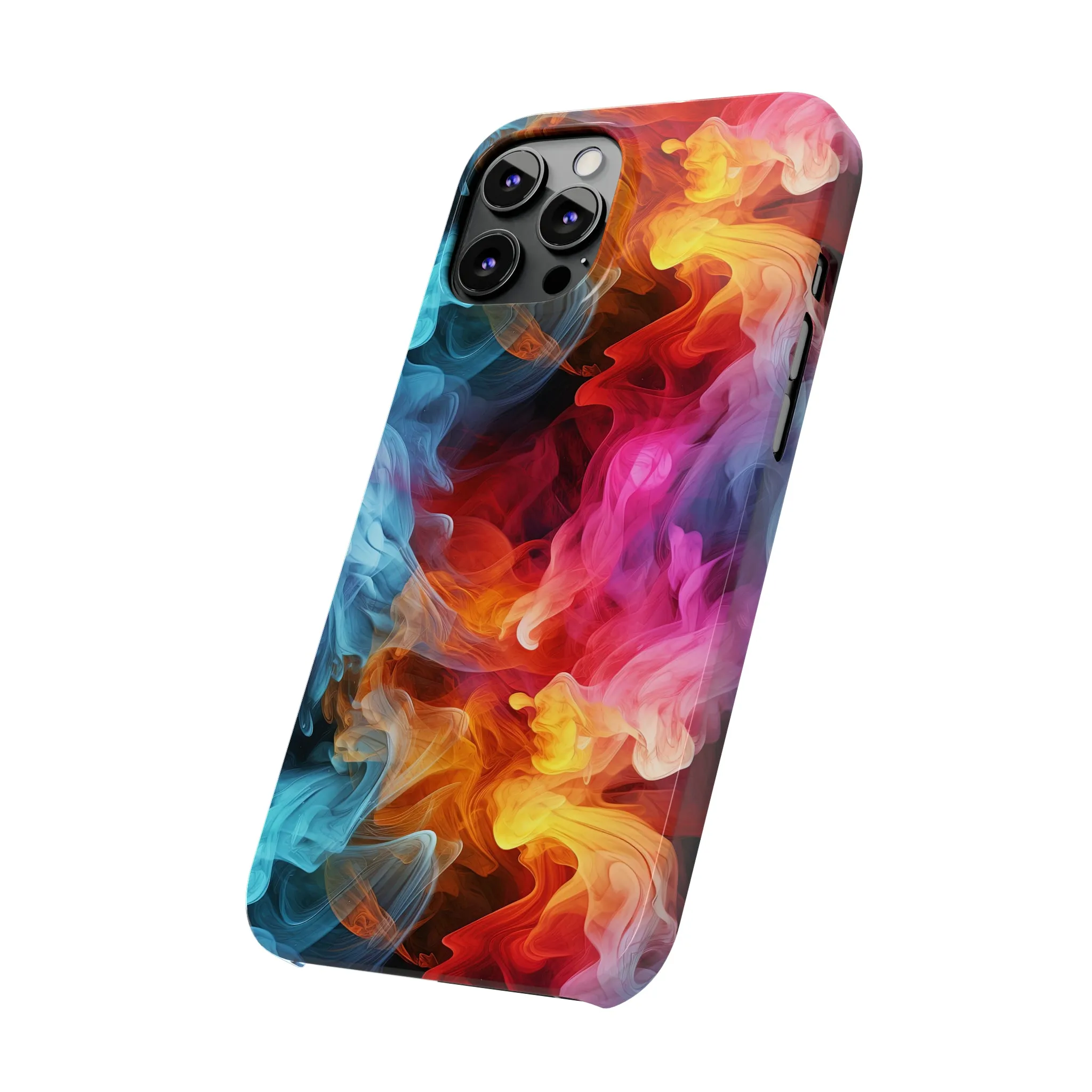 Abstract Pink, Blue, Purple Smoke Design Sleek Elegance Wireless-Charging Compatible Phone Case Slim Phone Case compatible with over 20 iphone models