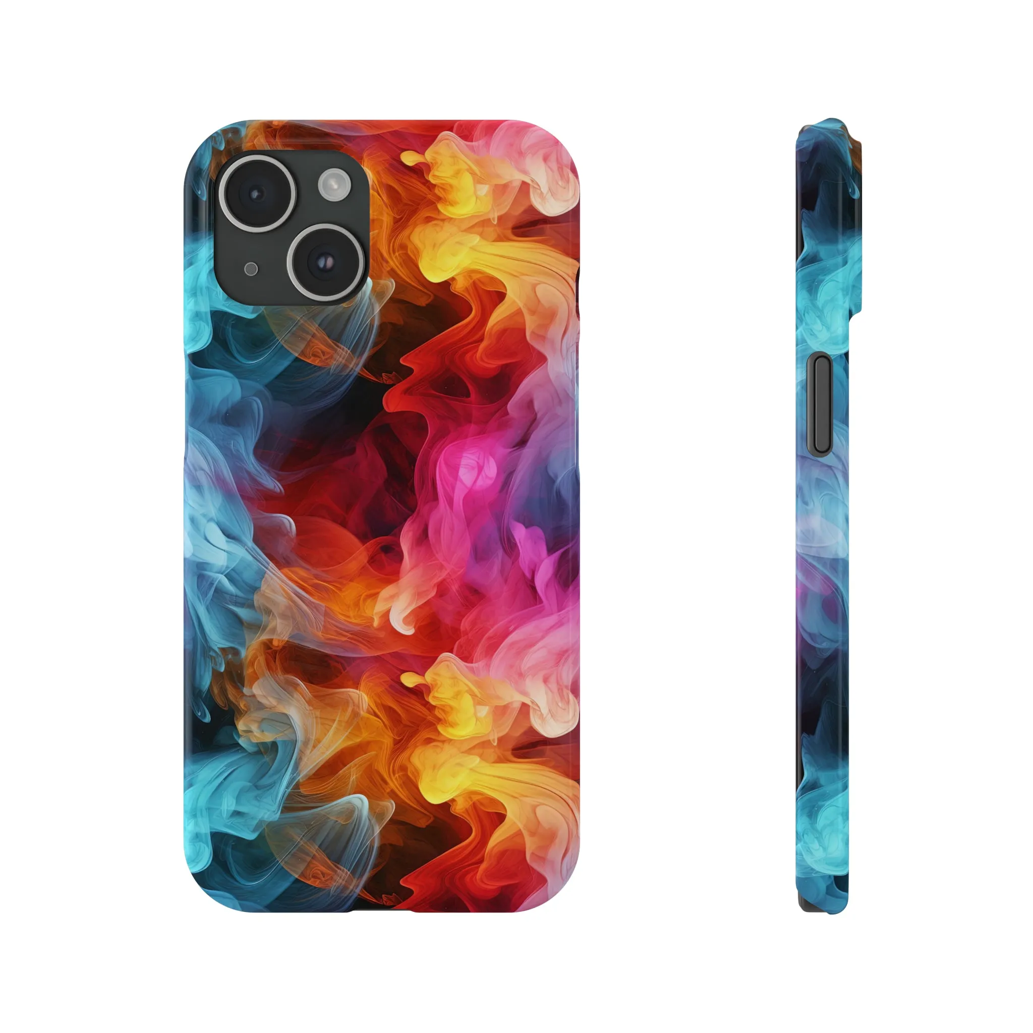 Abstract Pink, Blue, Purple Smoke Design Sleek Elegance Wireless-Charging Compatible Phone Case Slim Phone Case compatible with over 20 iphone models