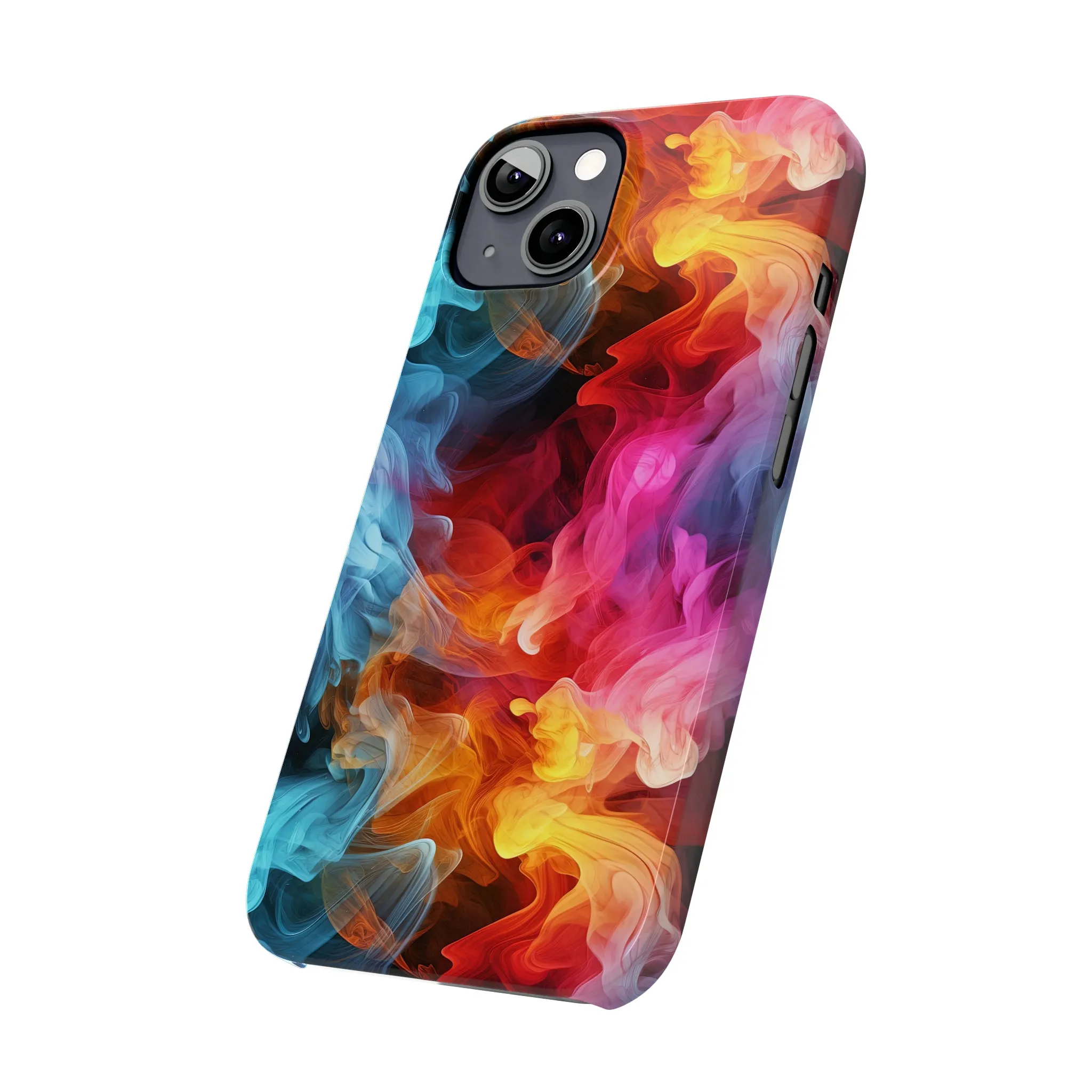 Abstract Pink, Blue, Purple Smoke Design Sleek Elegance Wireless-Charging Compatible Phone Case Slim Phone Case compatible with over 20 iphone models