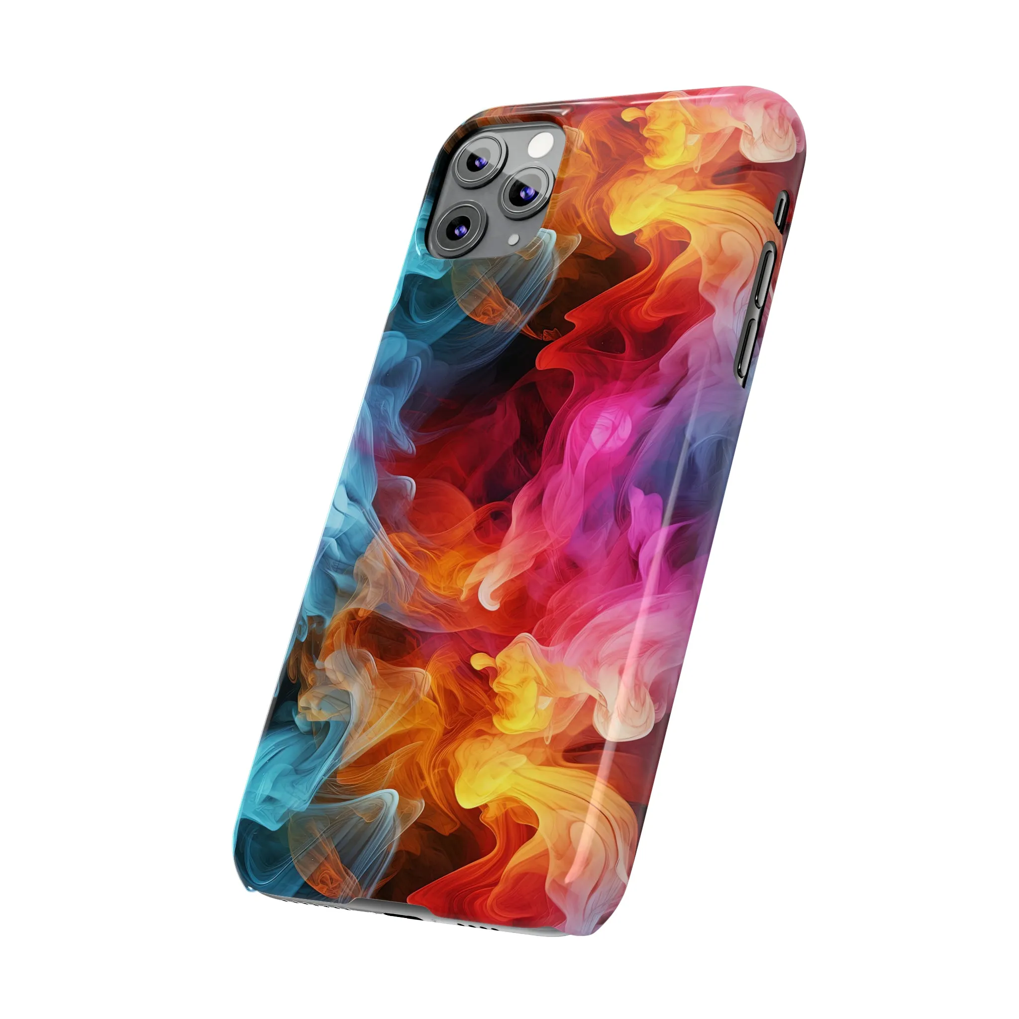 Abstract Pink, Blue, Purple Smoke Design Sleek Elegance Wireless-Charging Compatible Phone Case Slim Phone Case compatible with over 20 iphone models