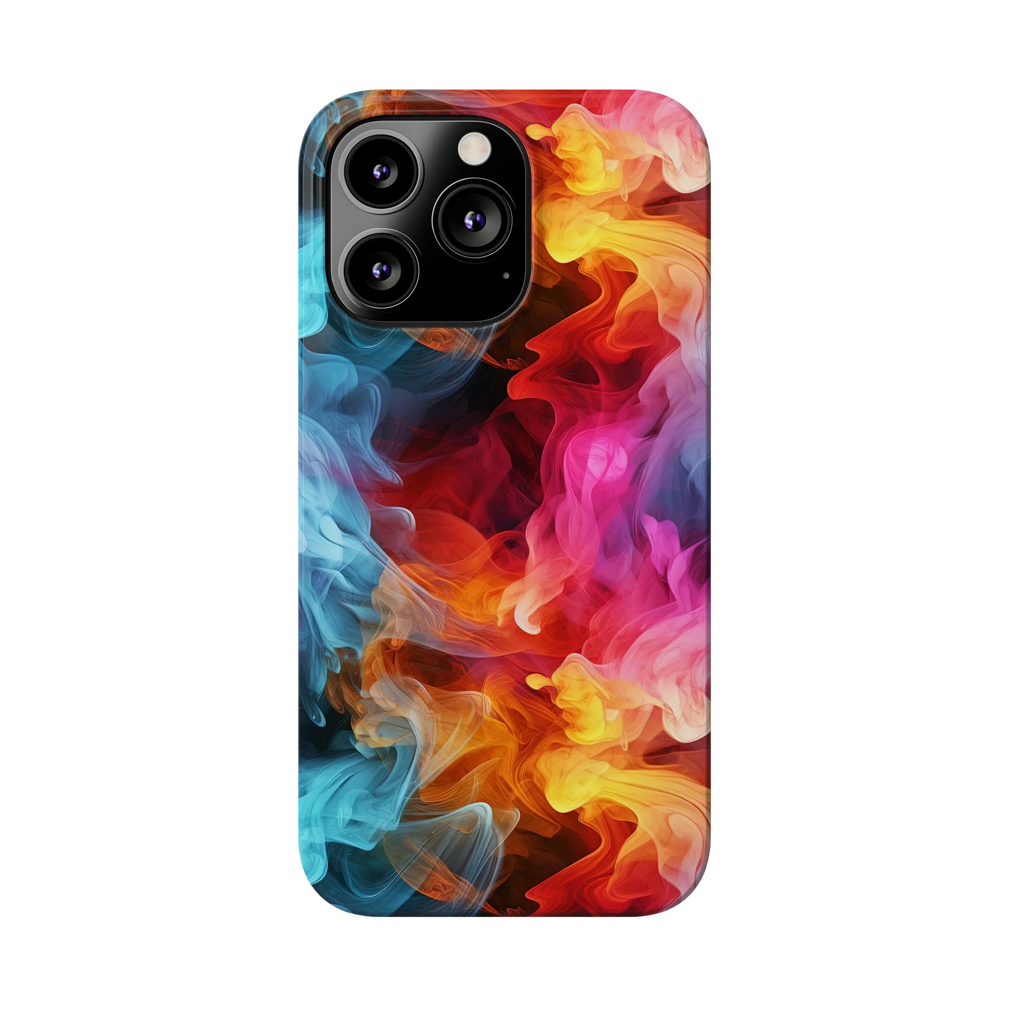 Abstract Pink, Blue, Purple Smoke Design Sleek Elegance Wireless-Charging Compatible Phone Case Slim Phone Case compatible with over 20 iphone models