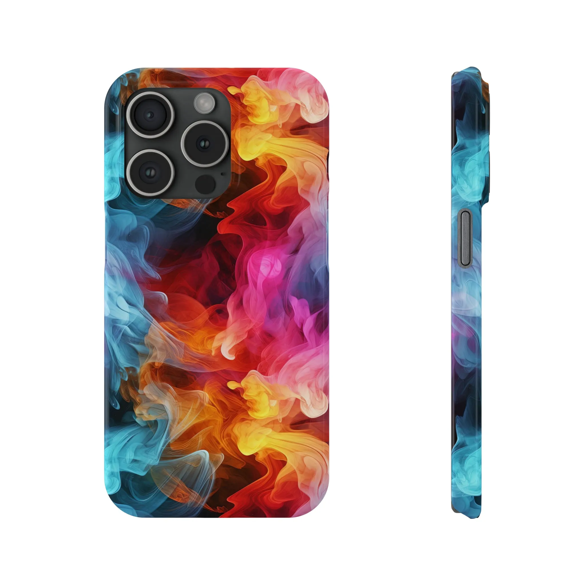 Abstract Pink, Blue, Purple Smoke Design Sleek Elegance Wireless-Charging Compatible Phone Case Slim Phone Case compatible with over 20 iphone models