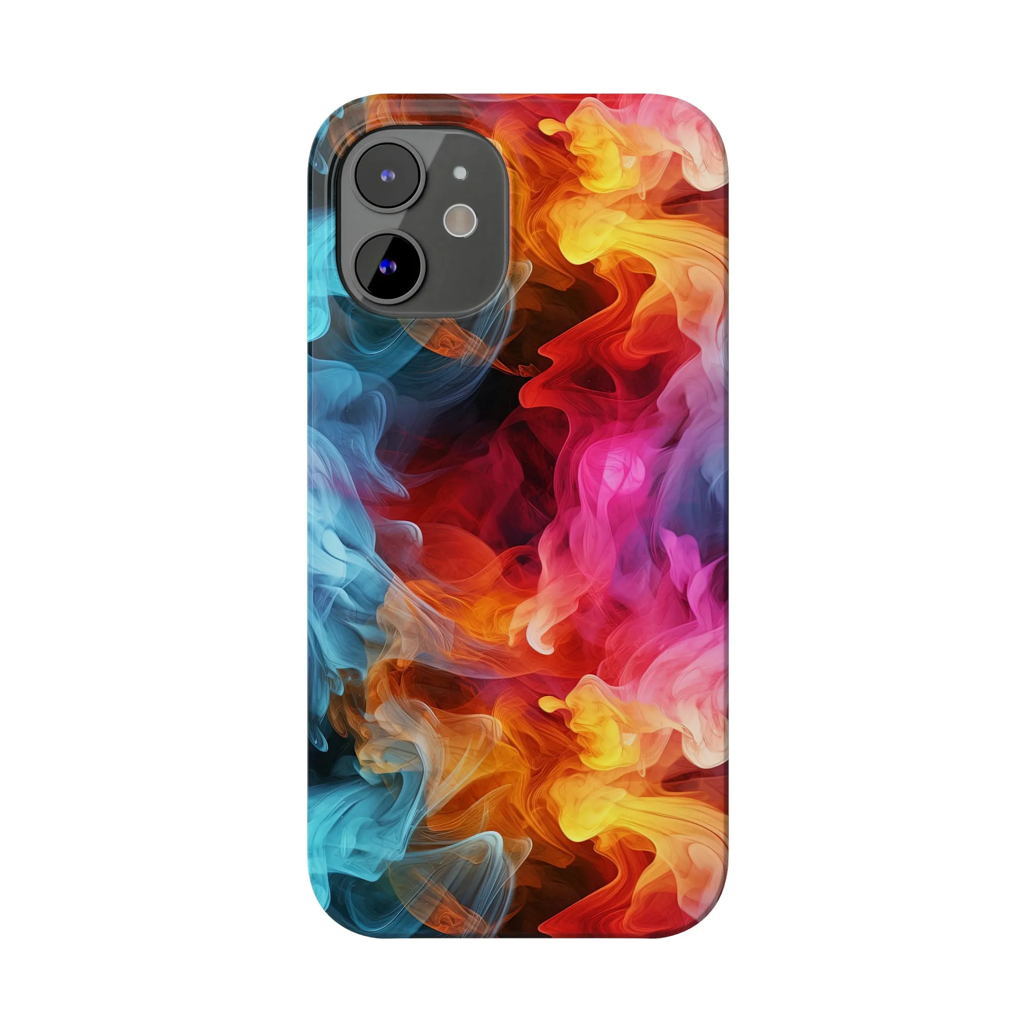 Abstract Pink, Blue, Purple Smoke Design Sleek Elegance Wireless-Charging Compatible Phone Case Slim Phone Case compatible with over 20 iphone models