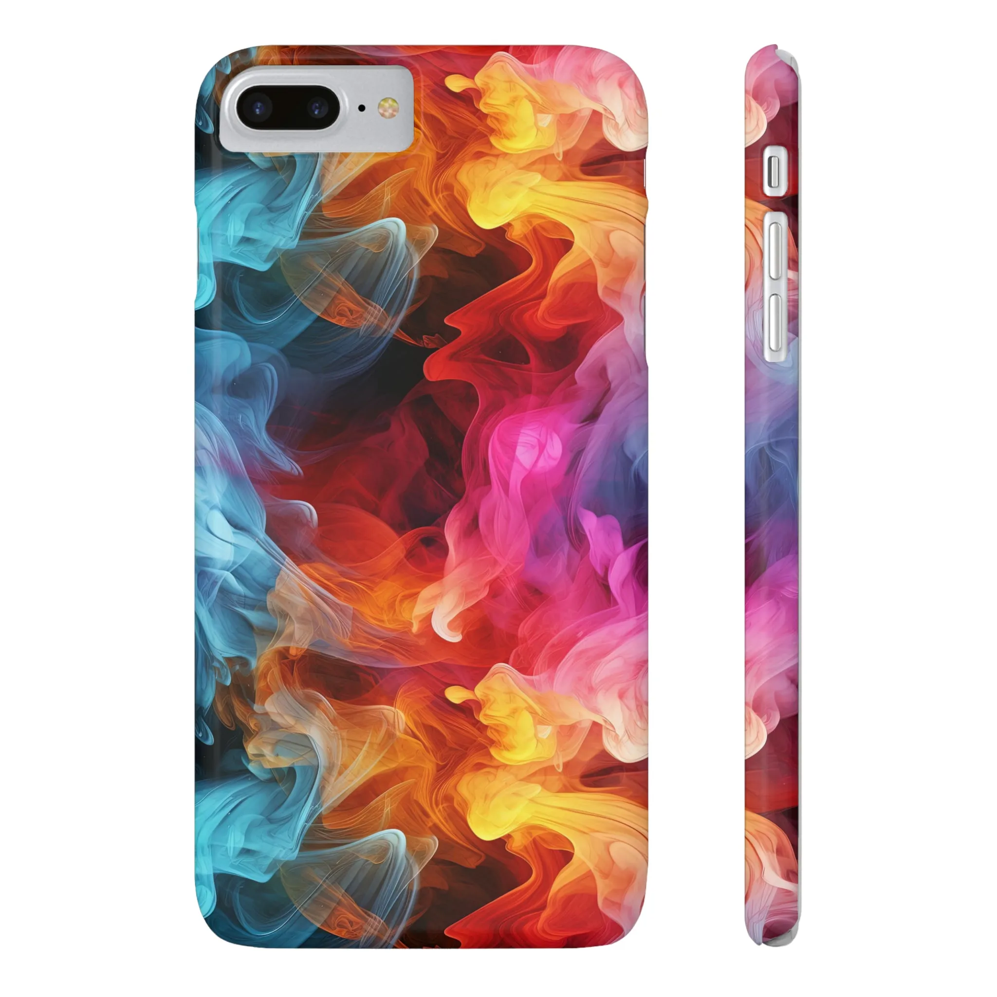 Abstract Pink, Blue, Purple Smoke Design Sleek Elegance Wireless-Charging Compatible Phone Case Slim Phone Case compatible with over 20 iphone models