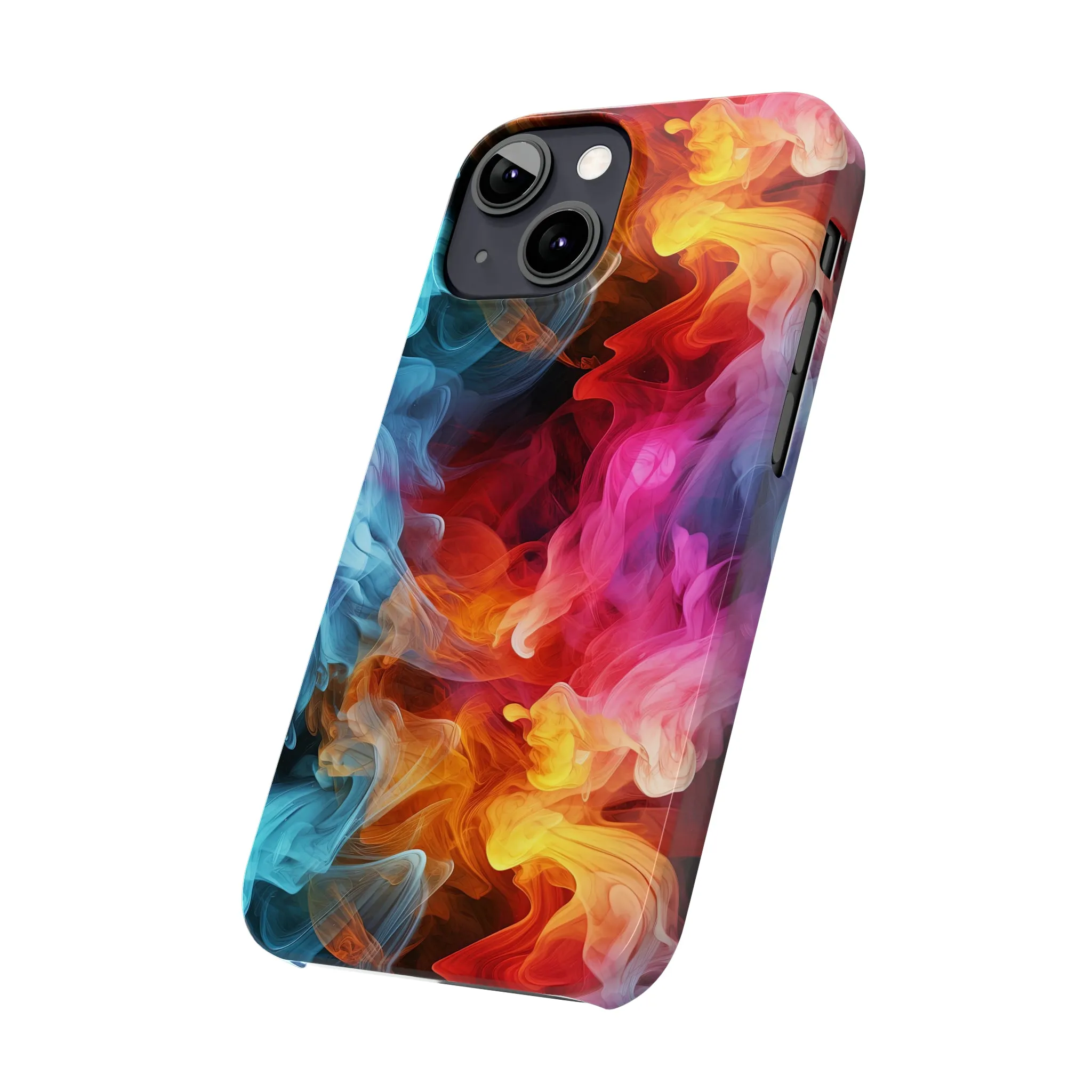 Abstract Pink, Blue, Purple Smoke Design Sleek Elegance Wireless-Charging Compatible Phone Case Slim Phone Case compatible with over 20 iphone models