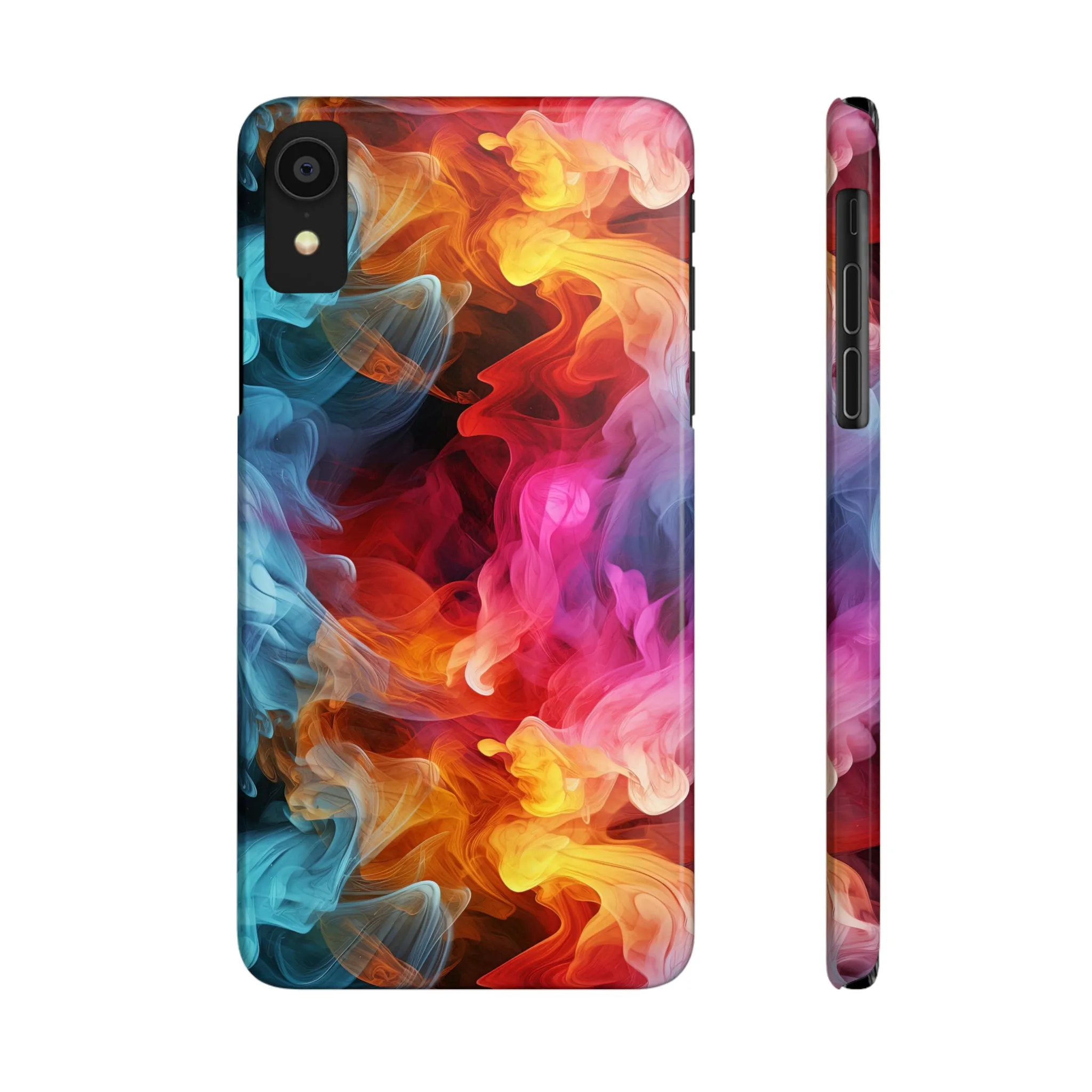 Abstract Pink, Blue, Purple Smoke Design Sleek Elegance Wireless-Charging Compatible Phone Case Slim Phone Case compatible with over 20 iphone models