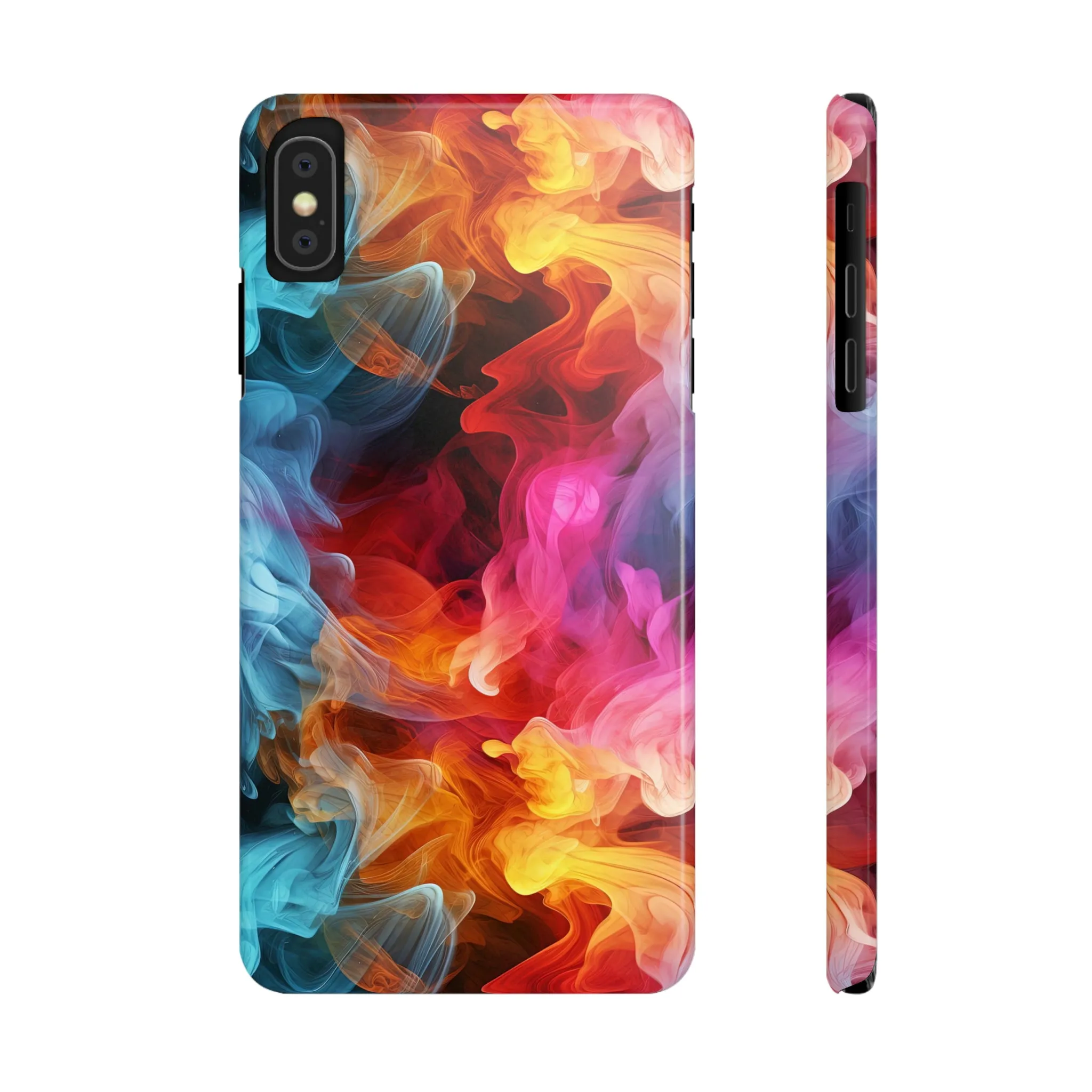 Abstract Pink, Blue, Purple Smoke Design Sleek Elegance Wireless-Charging Compatible Phone Case Slim Phone Case compatible with over 20 iphone models