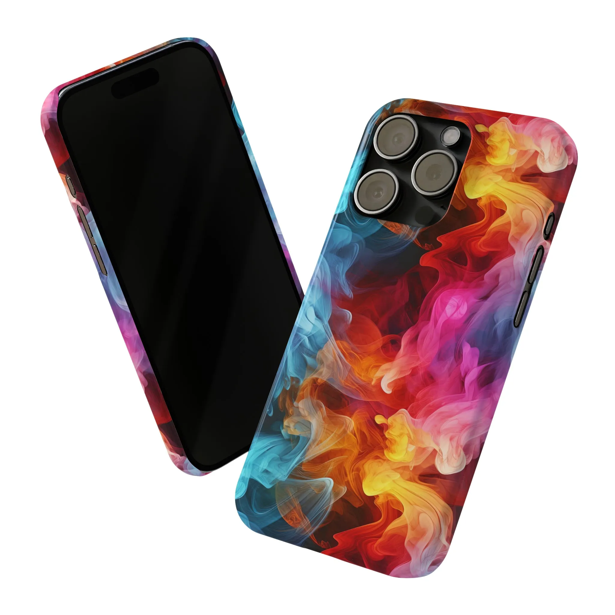 Abstract Pink, Blue, Purple Smoke Design Sleek Elegance Wireless-Charging Compatible Phone Case Slim Phone Case compatible with over 20 iphone models