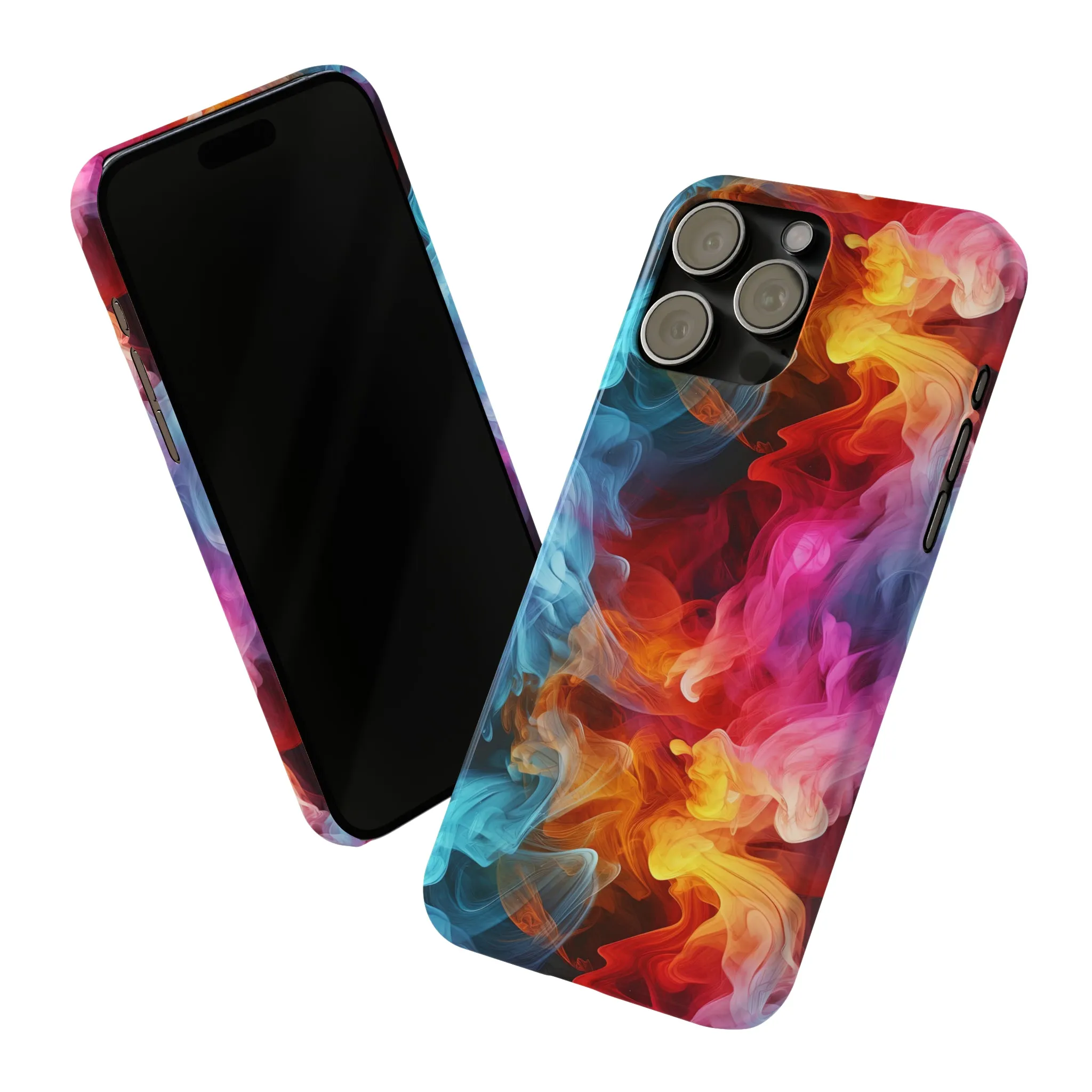 Abstract Pink, Blue, Purple Smoke Design Sleek Elegance Wireless-Charging Compatible Phone Case Slim Phone Case compatible with over 20 iphone models