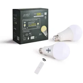 ANKEE Smart LED Bulbs w/Remote Control Dimmable, Warm White Lighting | No Hub Wi-Fi Connectivity | Smartphone App, Alexa, Google Assistant Compatible | 8W (1 Prime   1 Minor Bulb)