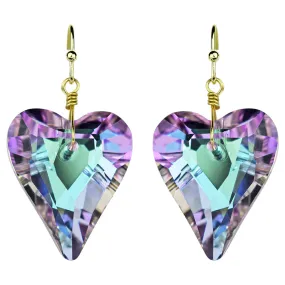 Aphrodite Crystal Heart French Wire Earrings (Goldtone/Violet AB)