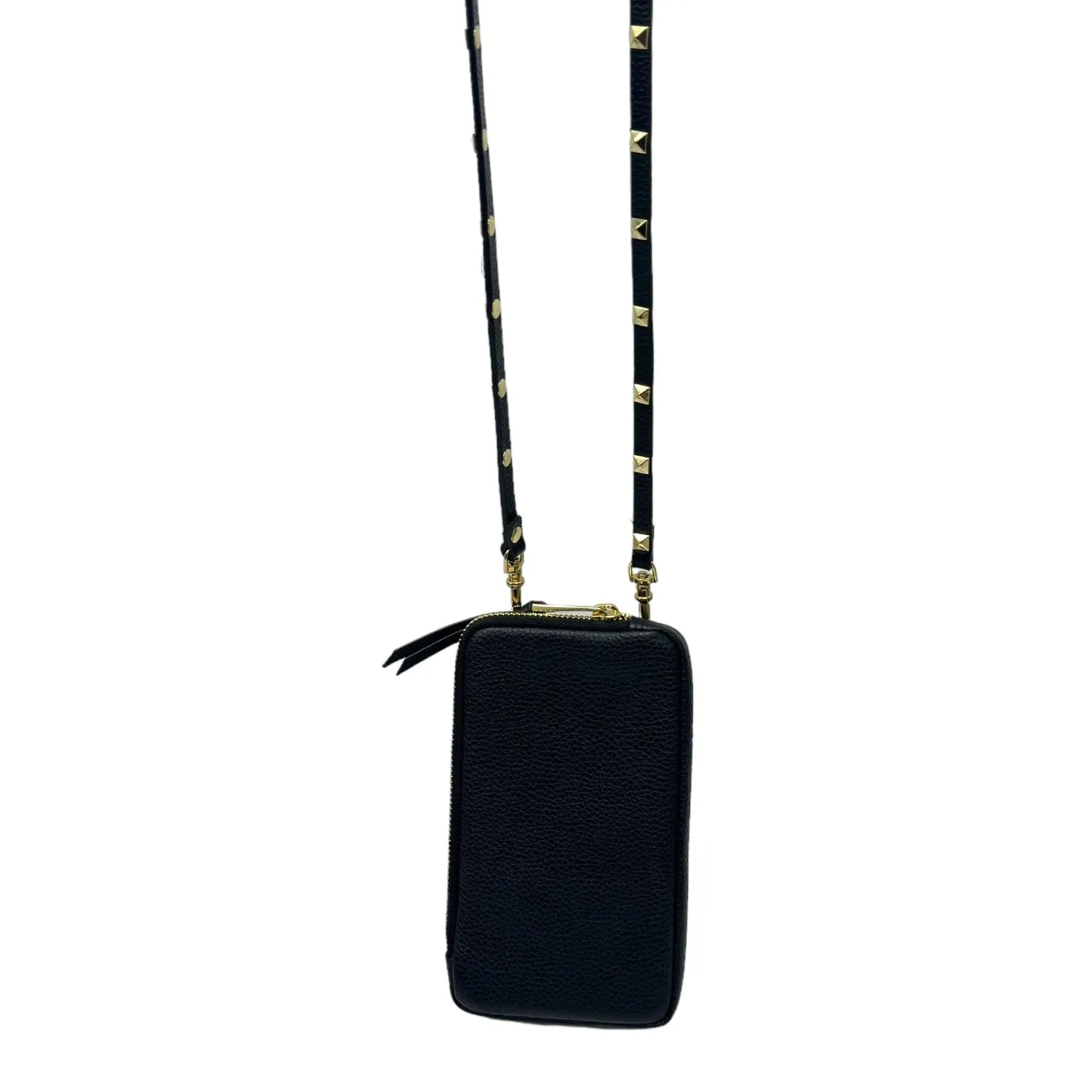 BANDOLIER Sarah Pebbled Leather Crossbody / iPhone 13 Case - Black