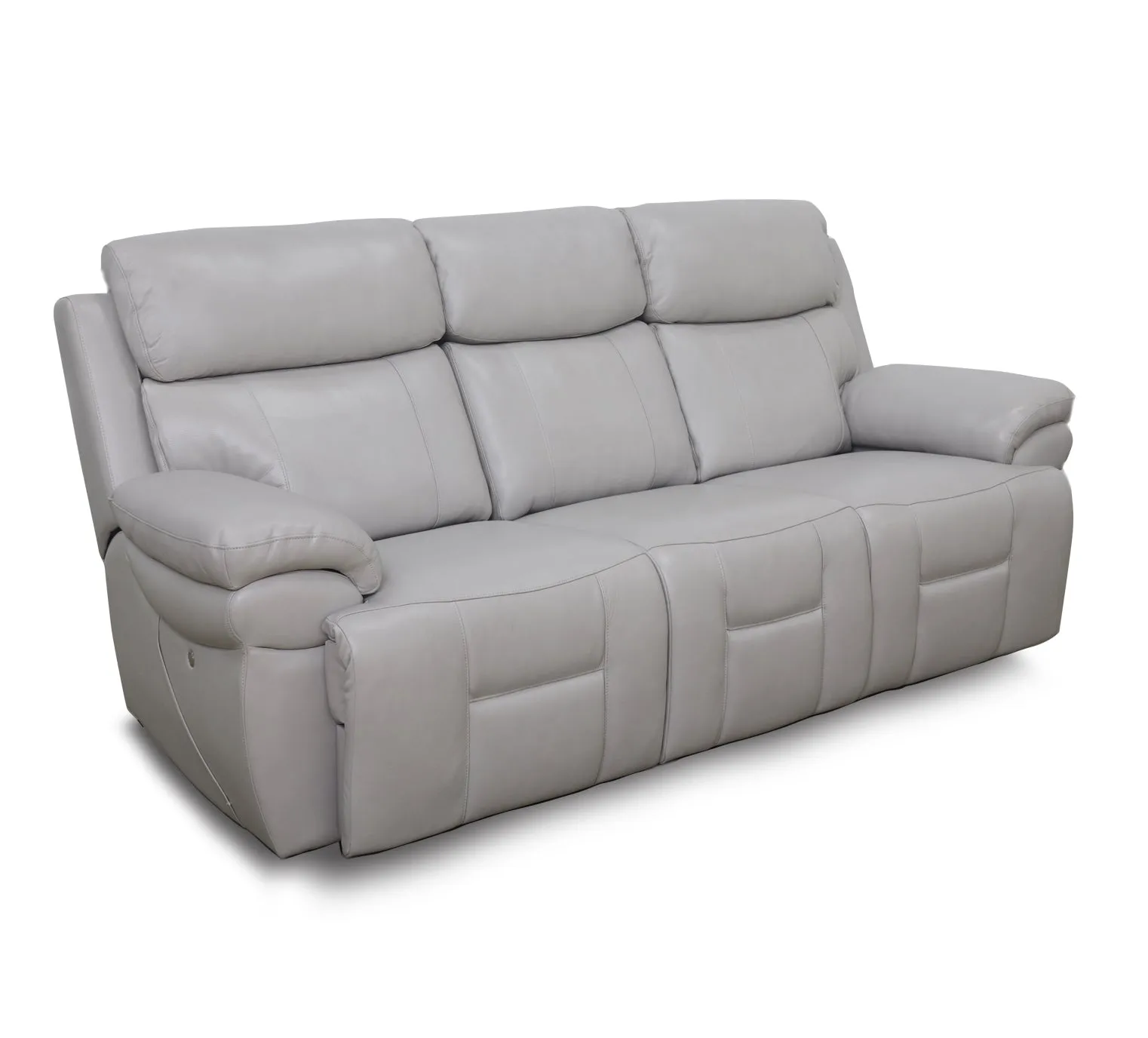 Bishop Silver Leather Zero Gravity Triple Power Reclining Sofa