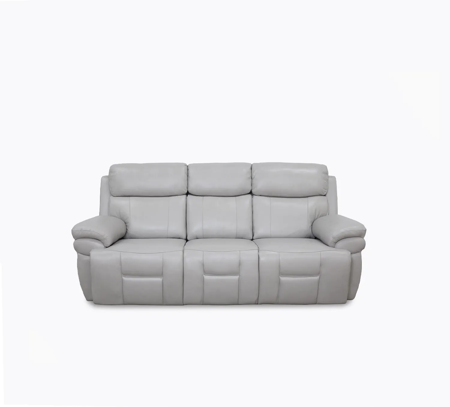 Bishop Silver Leather Zero Gravity Triple Power Reclining Sofa