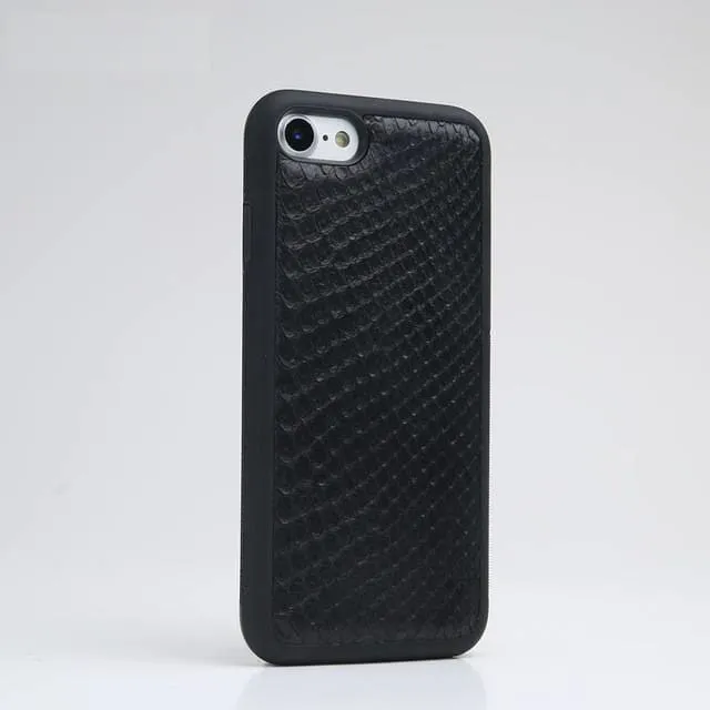 Black Python Leather iPhone Case