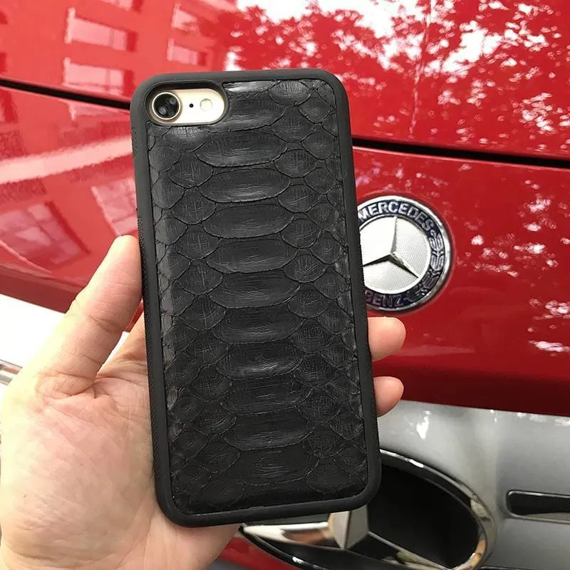 Black Python Leather iPhone Case