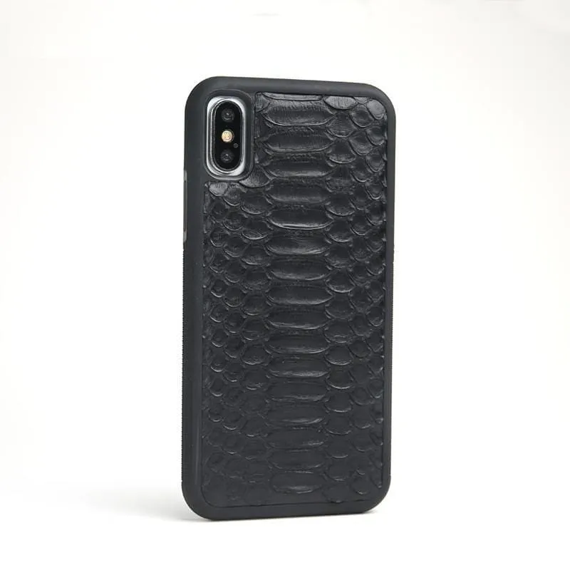 Black Python Leather iPhone Case