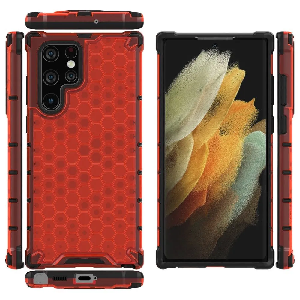 Bofink Honeycomb Samsung Galaxy S22 Ultra case - Red