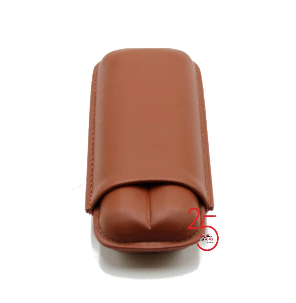 Brown Leather Two Finger 60 Ring Cigar Case.