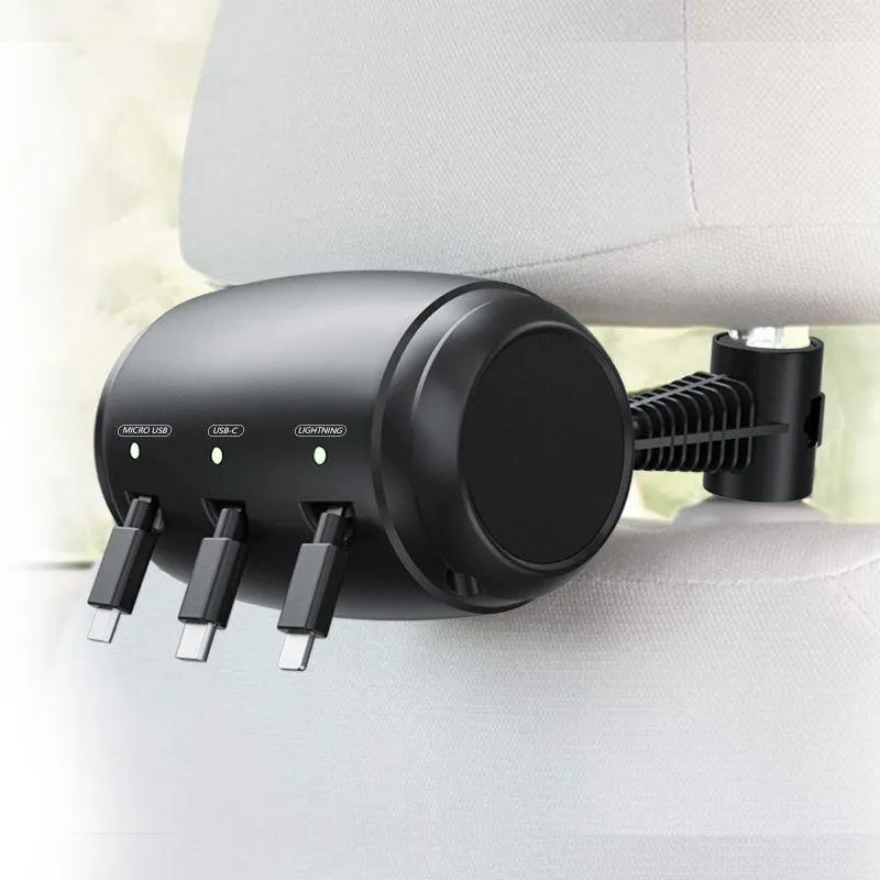 Car Retractable Cord 3 in 1 Power Charging Station