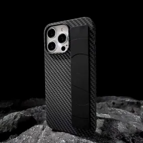 Carbon Fiber Rugged Hard Phone Case with Strap Holder - iPhone 11