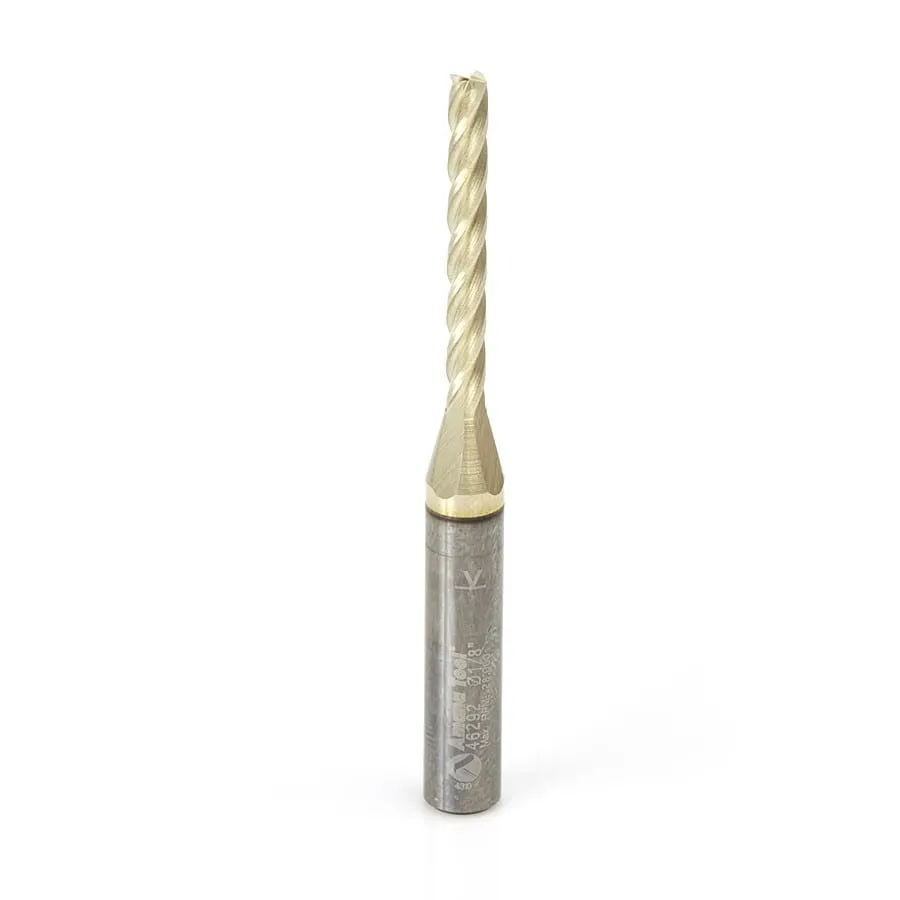 Carving Flat Bottom CNC Router Bit | 0.10° x 1⁄8 Dia x 1 3⁄32 x 1⁄4 Shank x 2 1⁄2" Long | 46292 | 738685462928