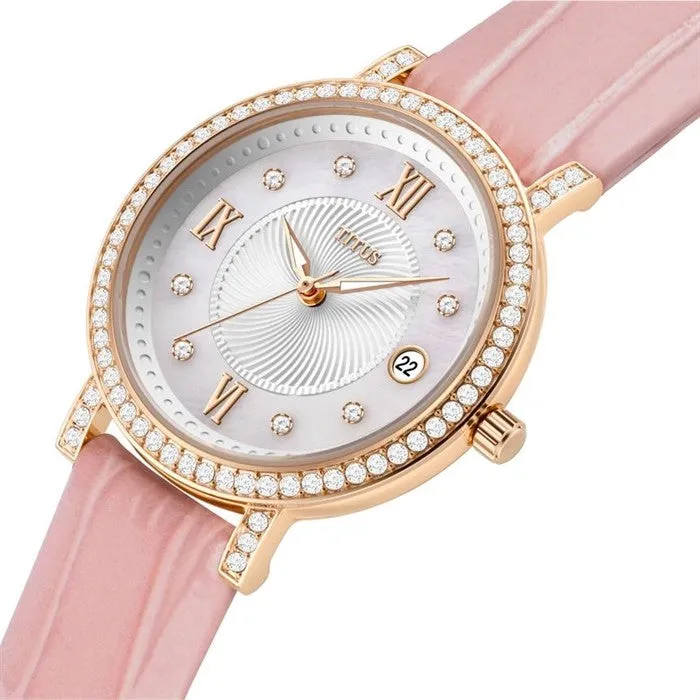 Chandelier 3 Hands Date Quartz Leather Women Watch W06-03191-003