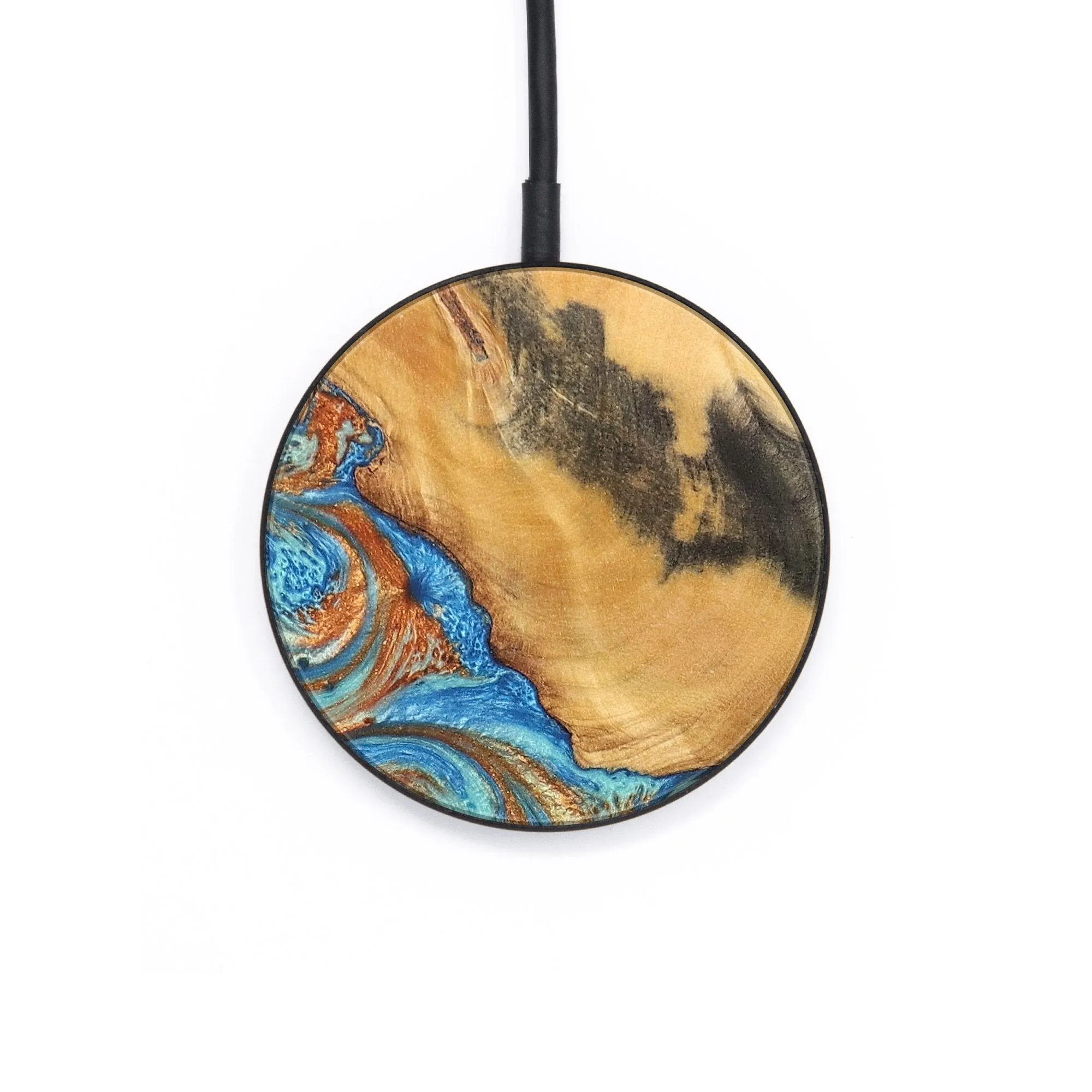 Circle Wood Resin Wireless Charger - Alta (Teal & Gold, 683095)