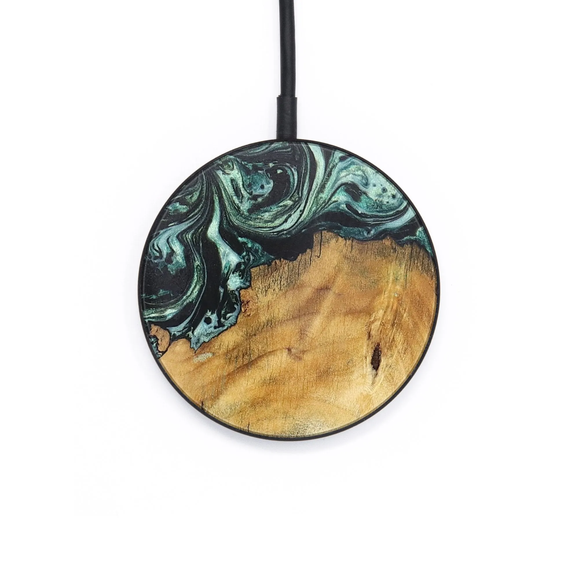 Circle Wood Resin Wireless Charger - Brantley (Green, 706806)