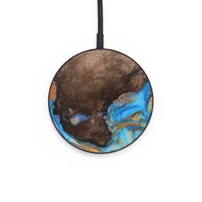 Circle Wood Resin Wireless Charger - Chelsie (Teal & Gold, 711987)