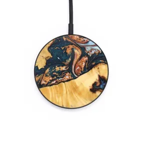 Circle Wood Resin Wireless Charger - Craig (Teal & Gold, 694216)