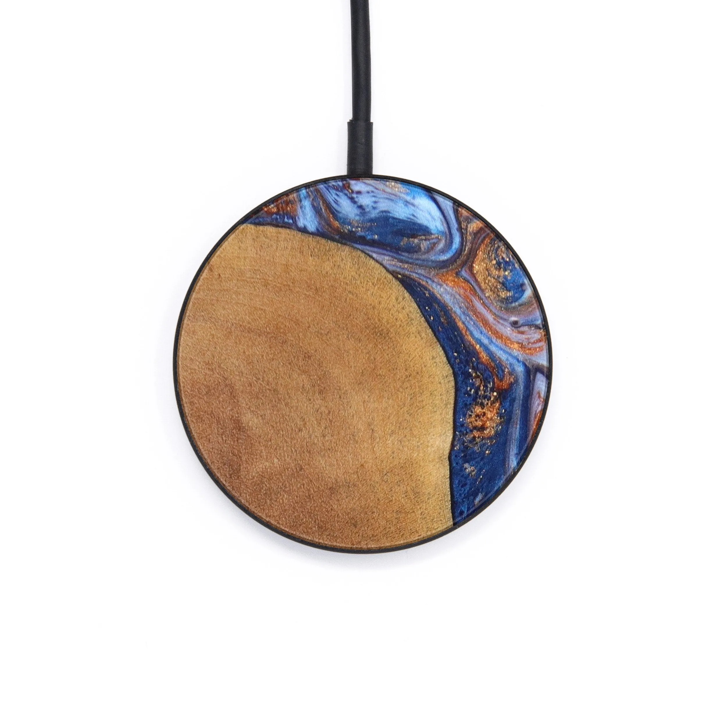 Circle Wood Resin Wireless Charger - Darin (Teal & Gold, 640155)