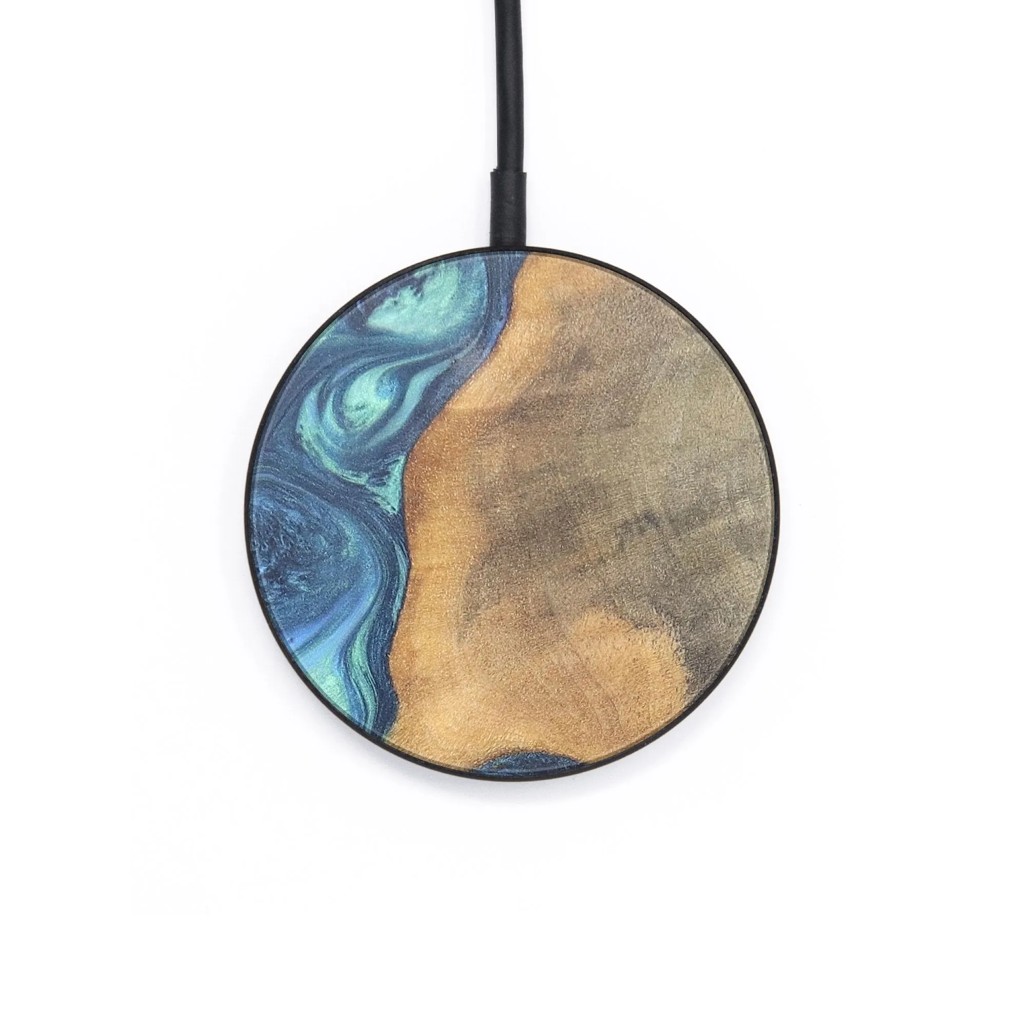 Circle Wood Resin Wireless Charger - Dewey (Blue, 696911)