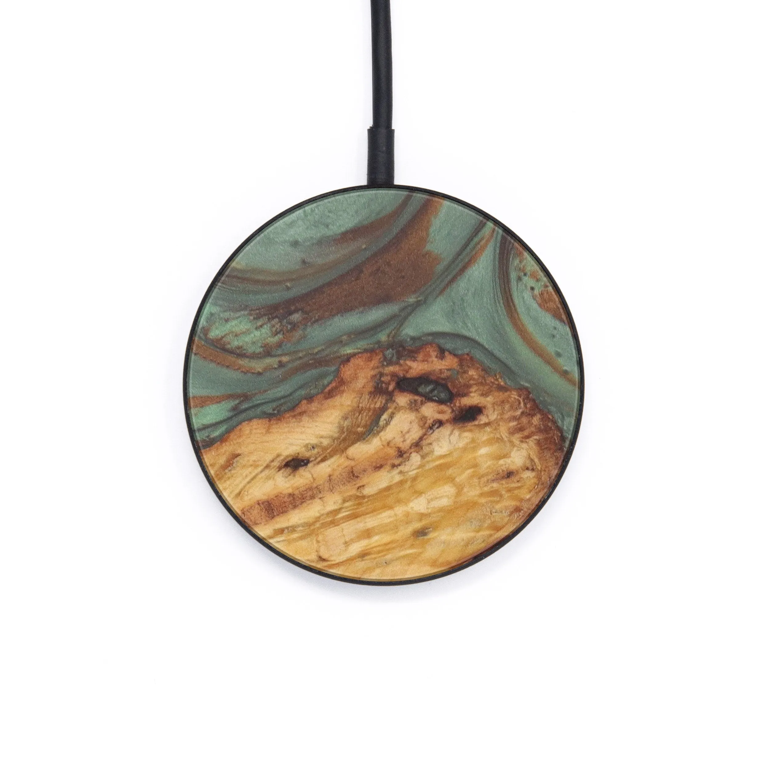 Circle Wood Resin Wireless Charger - Dorolice (Dark Green, 599319)