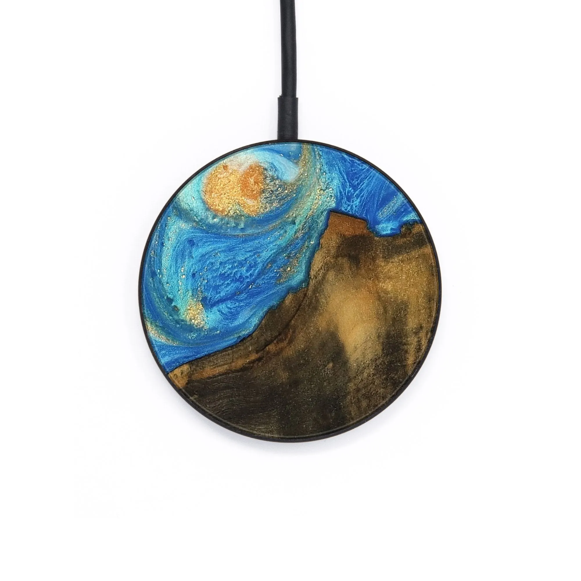 Circle Wood Wireless Charger - Farooq (Teal & Gold, 736308)