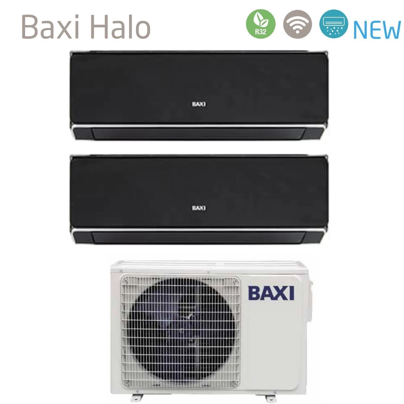 Climatizzatore Condizionatore Baxi Dual Split Inverter Serie HALO NERO 9 12 con LSGT40-2M R-32 Wi-Fi Integrato 9000 12000