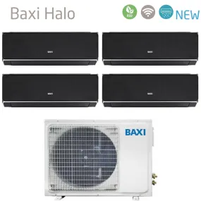 Climatizzatore Condizionatore Baxi Quadri Split Inverter Serie HALO NERO 9 12 12 12 con LSGT100-4M R-32 Wi-Fi Integrato 9000 12000 12000 12000