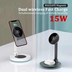 Compatible with Apple , 2 In 1 Magnetic Wireless Charger