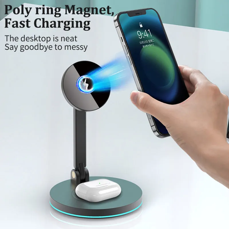 Compatible with Apple , 2 In 1 Magnetic Wireless Charger