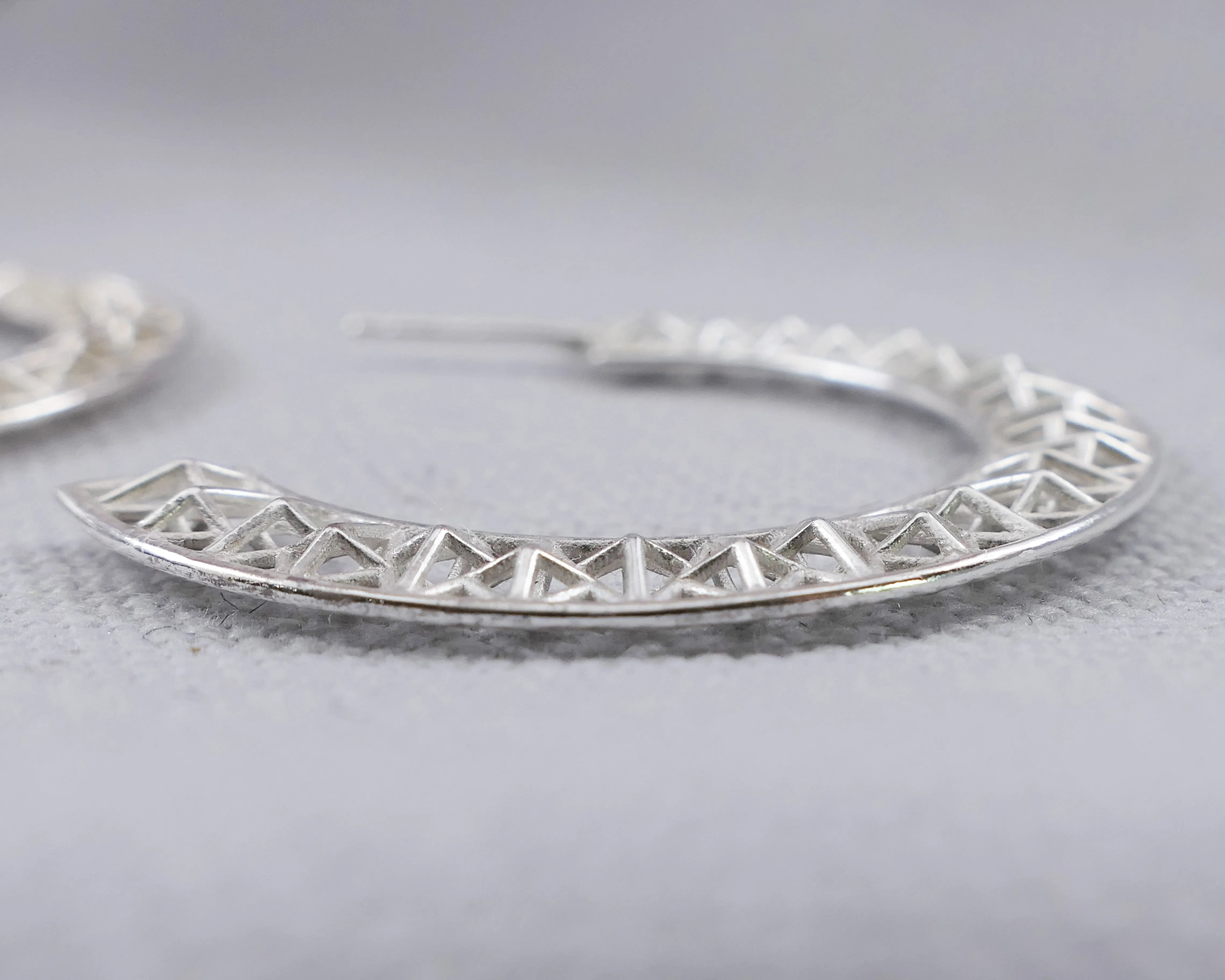 Contemporary Geometric Hoops, Sterling Silver